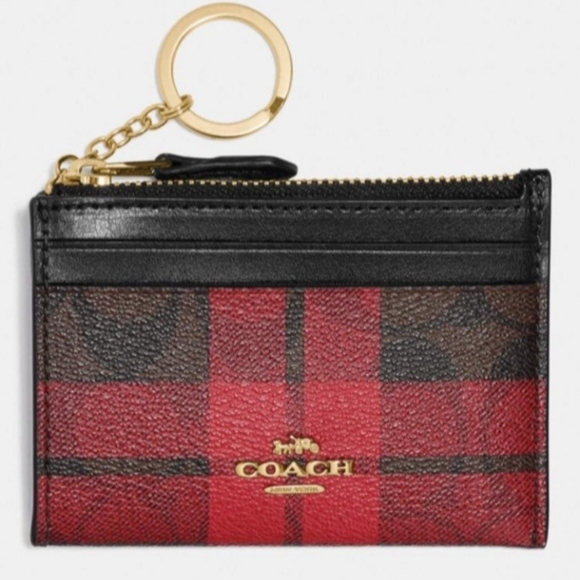 Coach F87799 Mini Skinny ID Case in Signature Canvas w/Field Plaid Print… - Picture 1 of 7